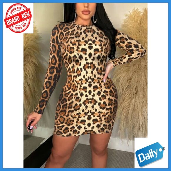 Long Sleeve Bodycon Mini Dress Polyester Spandex Slim Fit Party - Picture 4 of 7